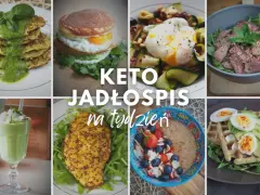 Keto jadłospis na tydzień: placuszki cukiniowe, jajko sadzone z awokado, sałatka z jajkiem i wołowiną, koktajl, kurczak i owsianka z owocami.