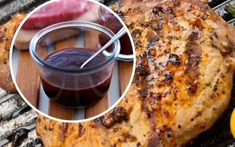 Soczysty schab z grilla, polany aromatycznym sosem BBQ. Idealny na letnie wieczory.
