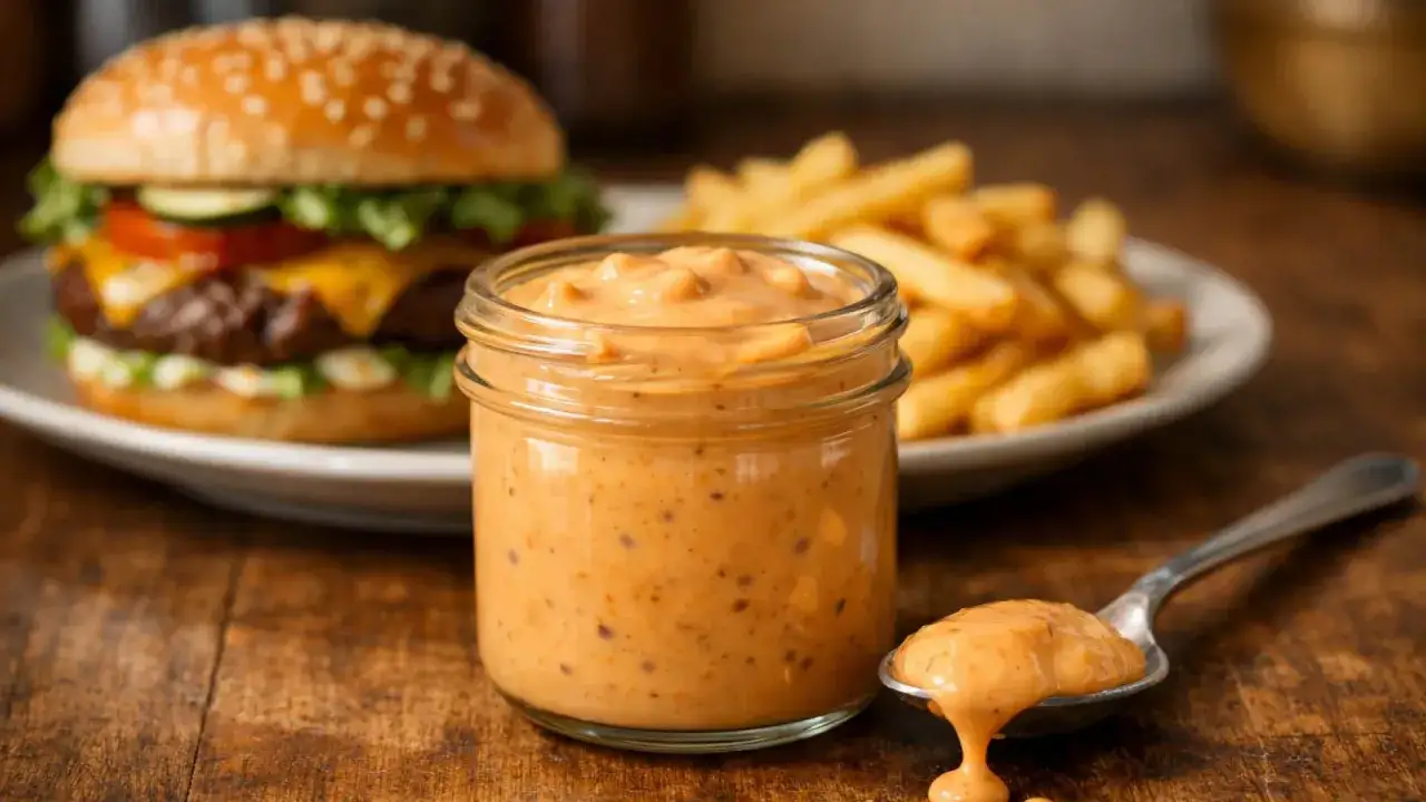 Składniki na sos Big Mac na drewnianej desce